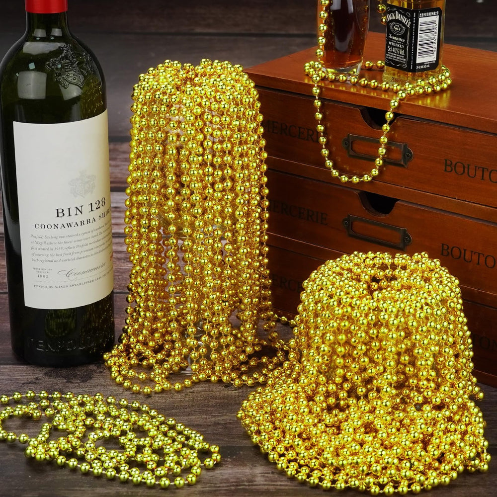 33-inch YAXINRUI gold bead necklace suitable for costumes and party wear.