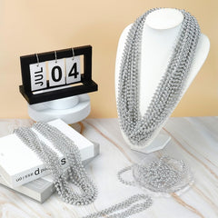 YAXINRUI Fourth of July silver bead necklace for patriotic celebrations.