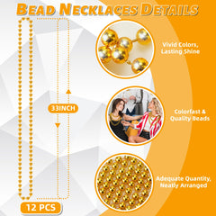 Gold bead necklaces for party favors and decorative accents.
