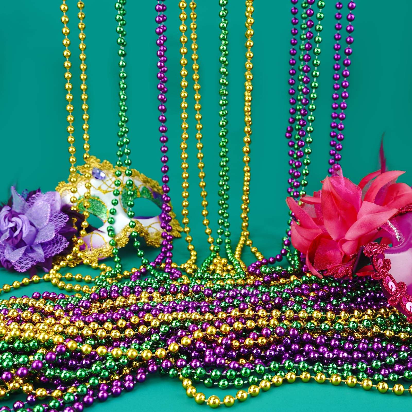 YAXINRUI Mardi Gras beads purple close up, smooth finish for skin friendly celebrations