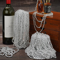 YAXINRUI Mardi Gras silver bead necklaces for parades and events.
