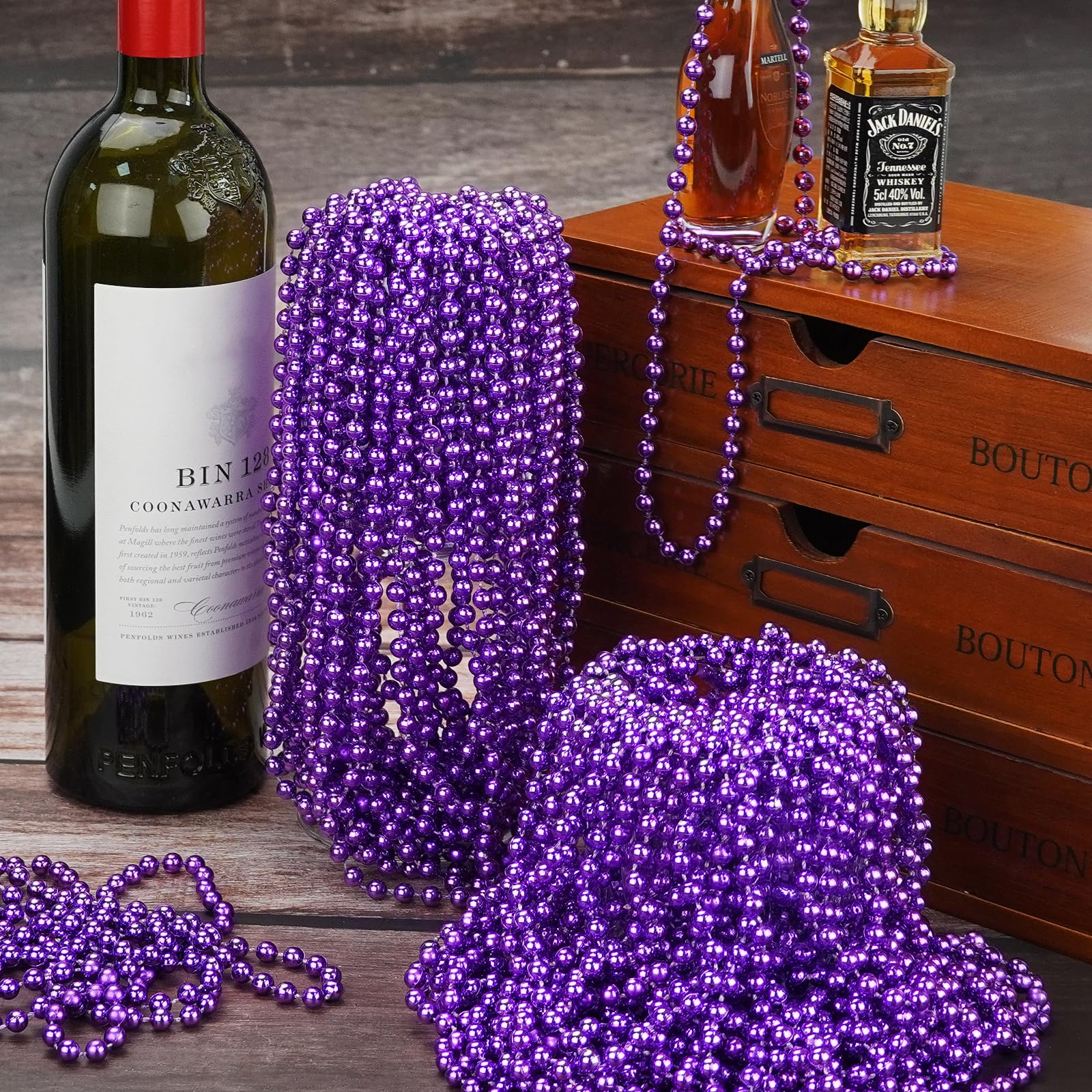 YAXINRUI purple Mardi Gras beads for parade display and wear.