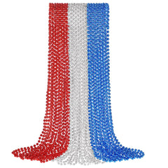 YAXINRUI patriotic necklaces collection in red, blue, and silver for festive parade looks.