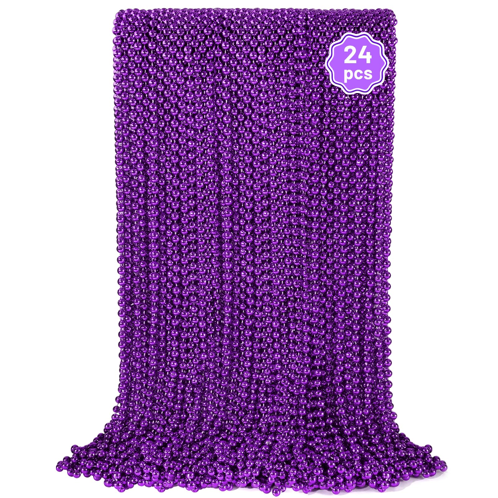 YAXINRUI purple Mardi Gras beads necklace, 33-inch length, parade-ready.