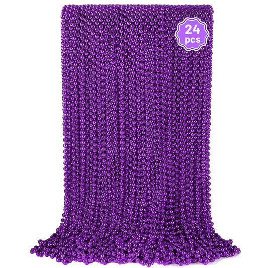 YAXINRUI purple Mardi Gras beads necklace, 33-inch length, parade-ready.