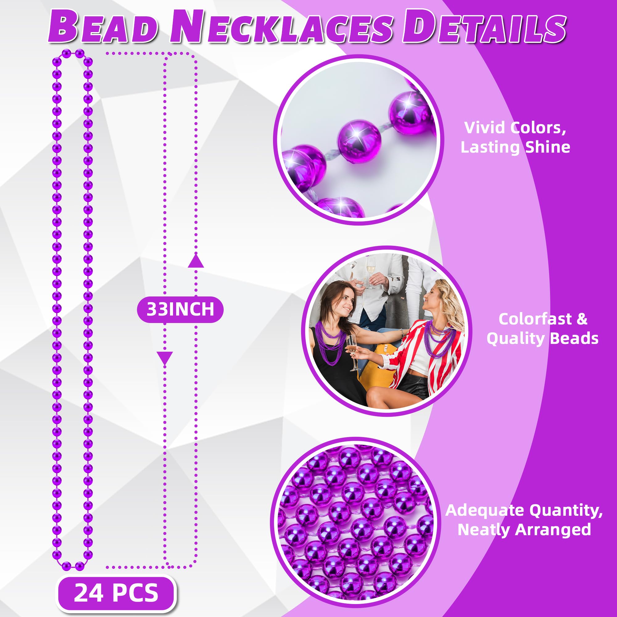 YAXINRUI bulk pack of purple Mardi Gras beads for easy stocking.