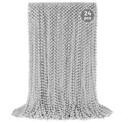 YAXINRUI 24-piece silver bead necklace set for festive party styling.