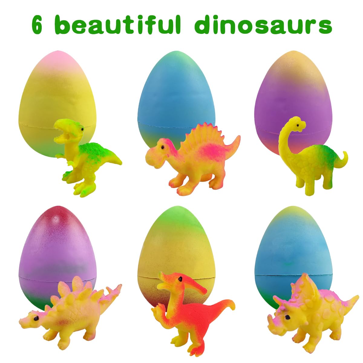 Yaxuan tiny dinosaur figure emerges from the egg shell after hatch.