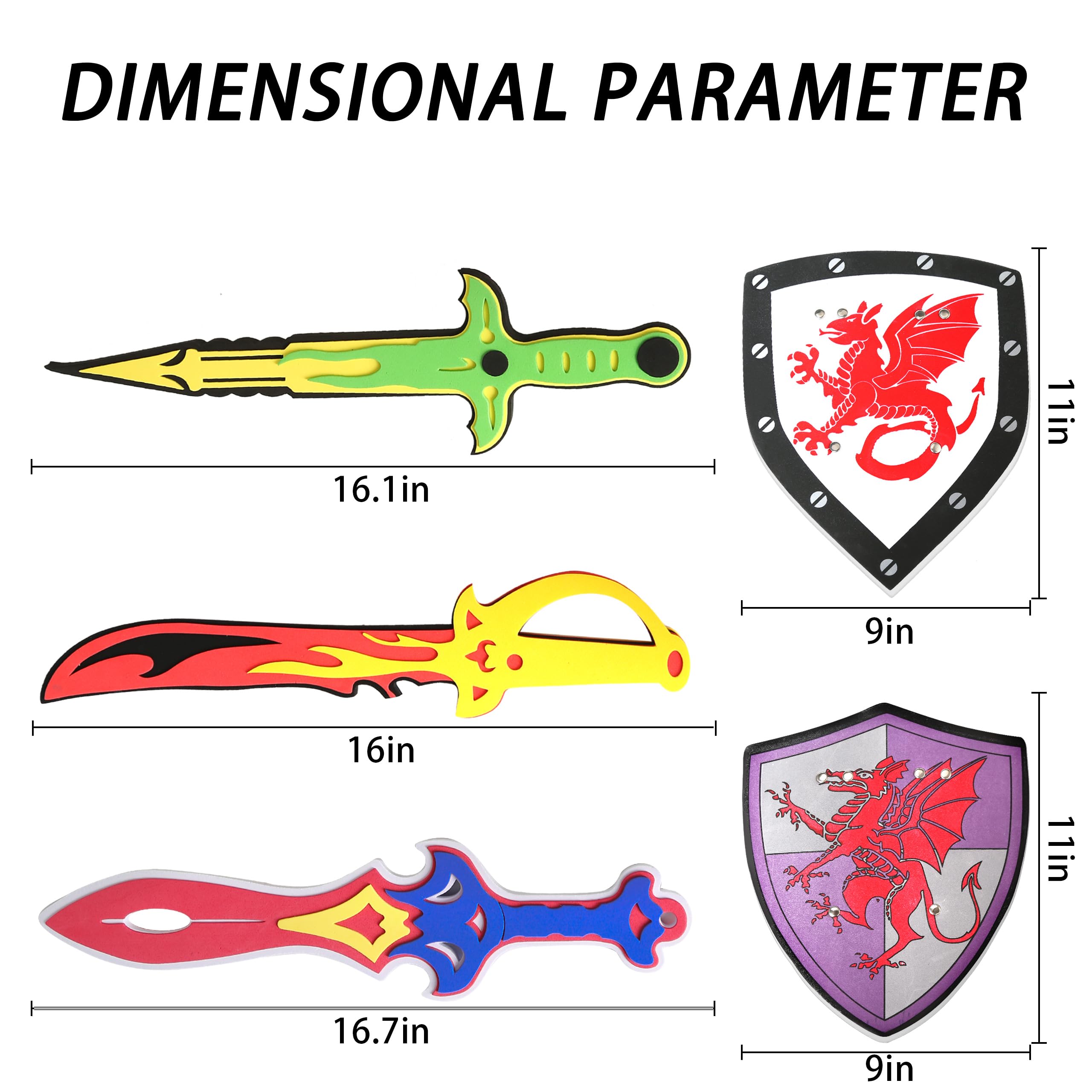 YAYYAY foam weapons set pack, five-piece kit for knights and dragons