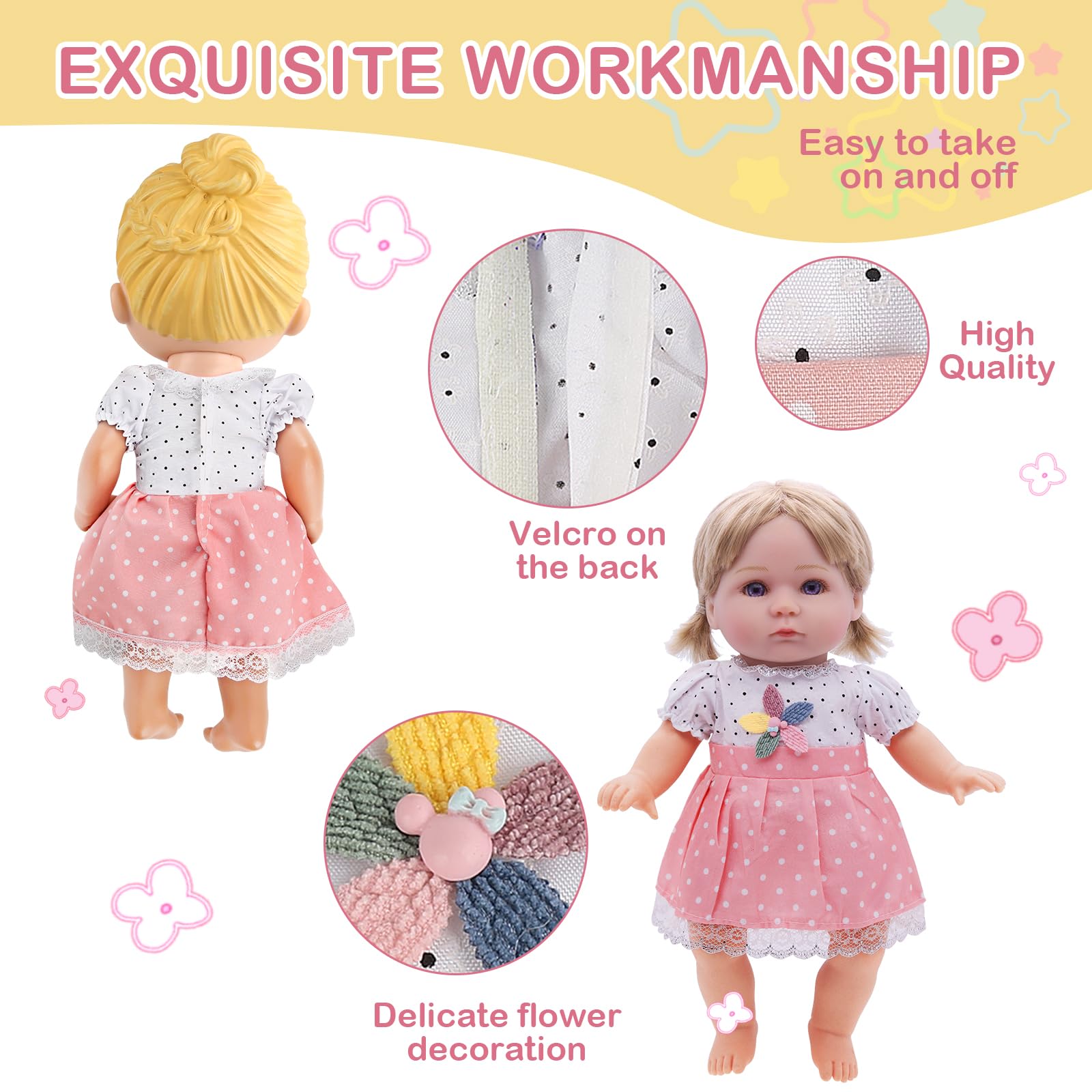 YAYYAY lace-trim dress for 11-inch dolls with delicate, stylish detail.