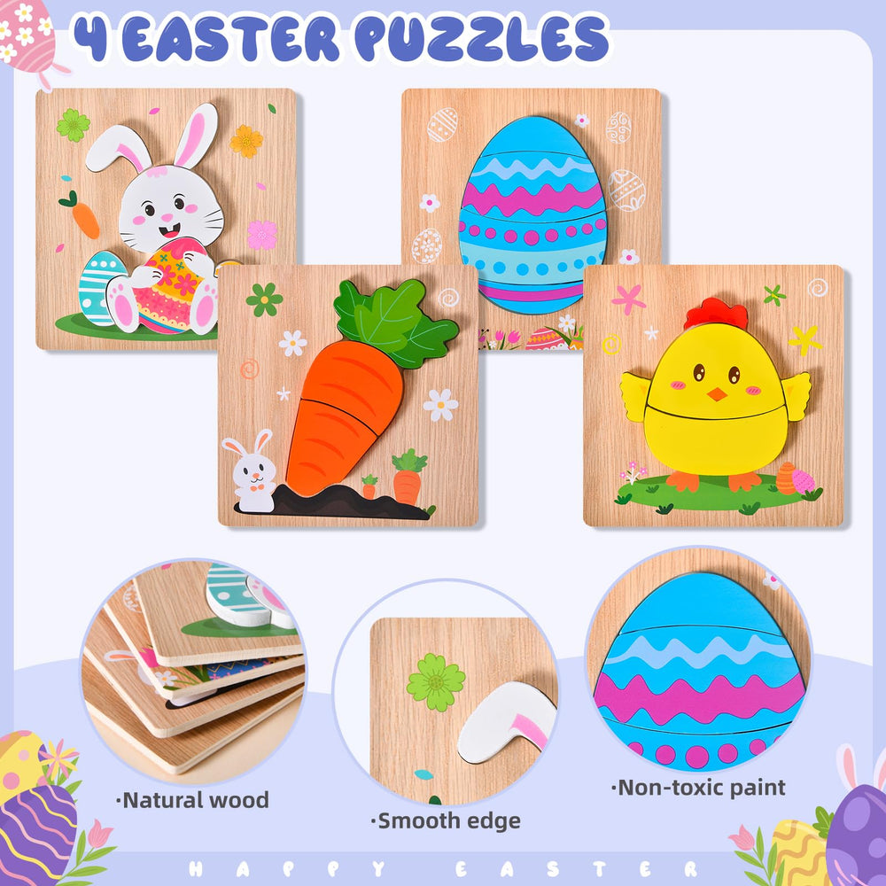 YBSOP Easter wooden puzzle carrot design offers vibrant colors for Easter basket play.