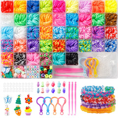 Ybxjges 3600+ rubber bands collection with vibrant colors for bracelets