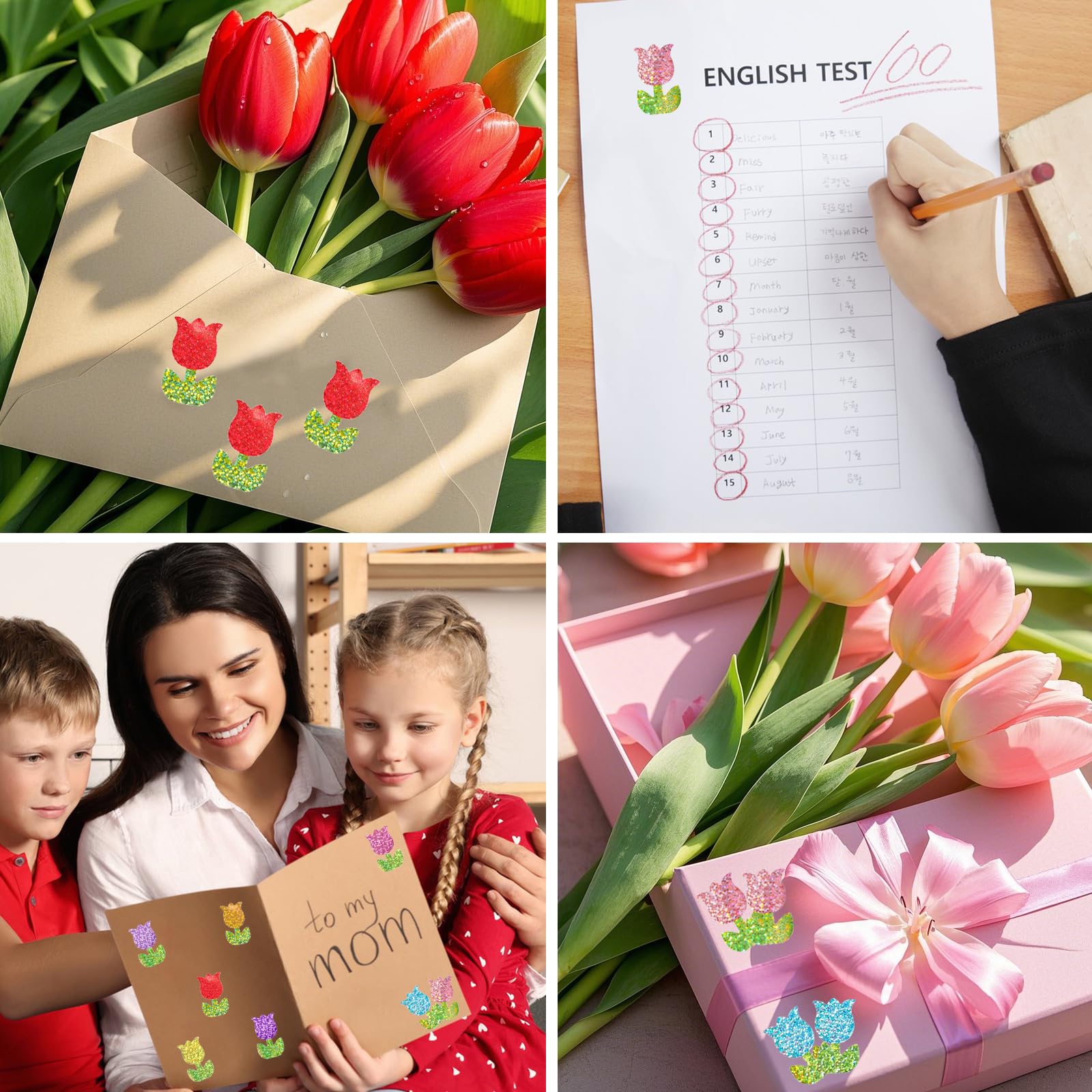 YCDMLJC tulip stickers enhance scrapbooks, diaries, and bookmarks.