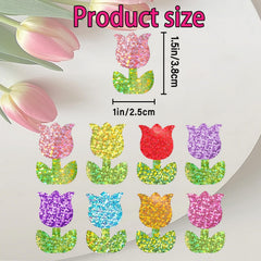 YCDMLJC laser color tulip stickers in eight colors for stylish accents.