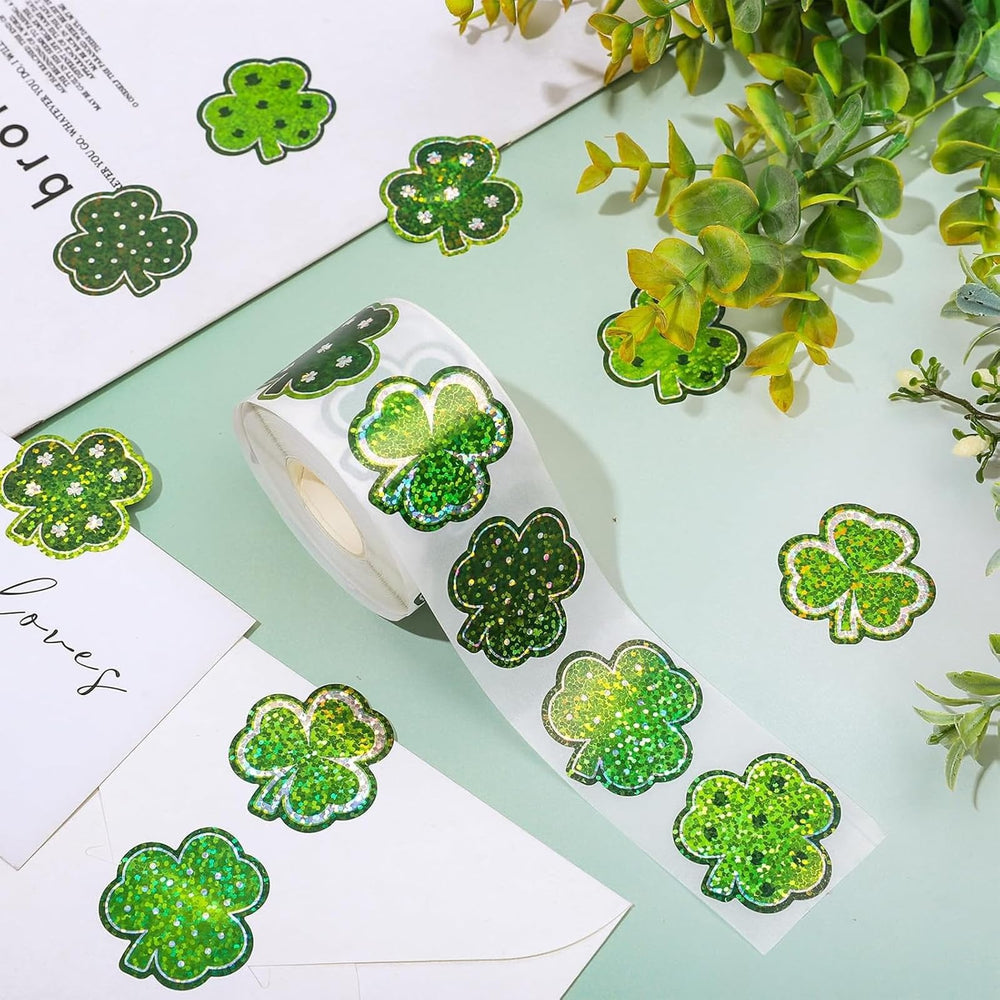 Ycfish green glitter shamrock stickers add sparkle to favors
