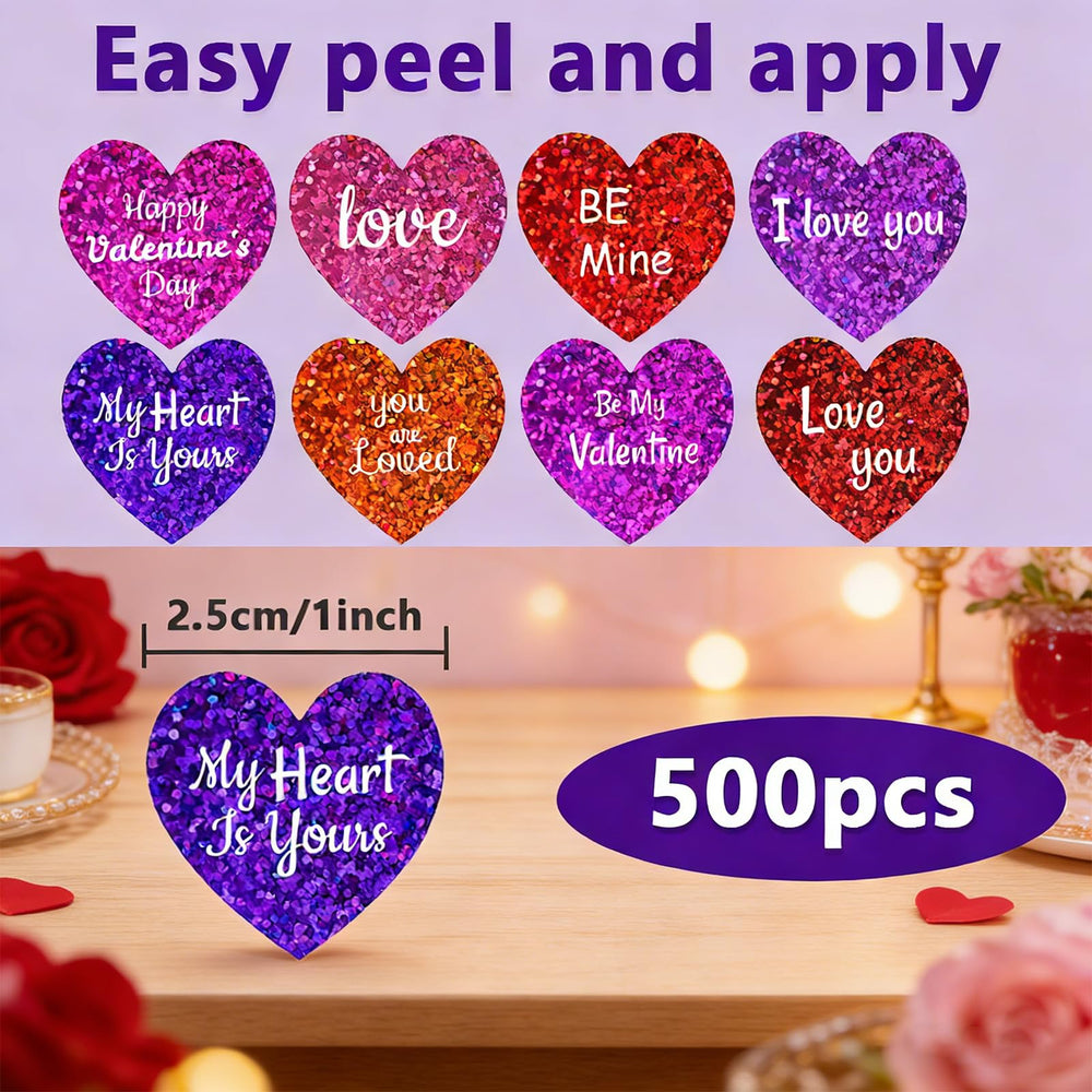 Ycfish red heart label stickers for gift boxes