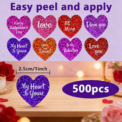 Ycfish red heart label stickers for gift boxes