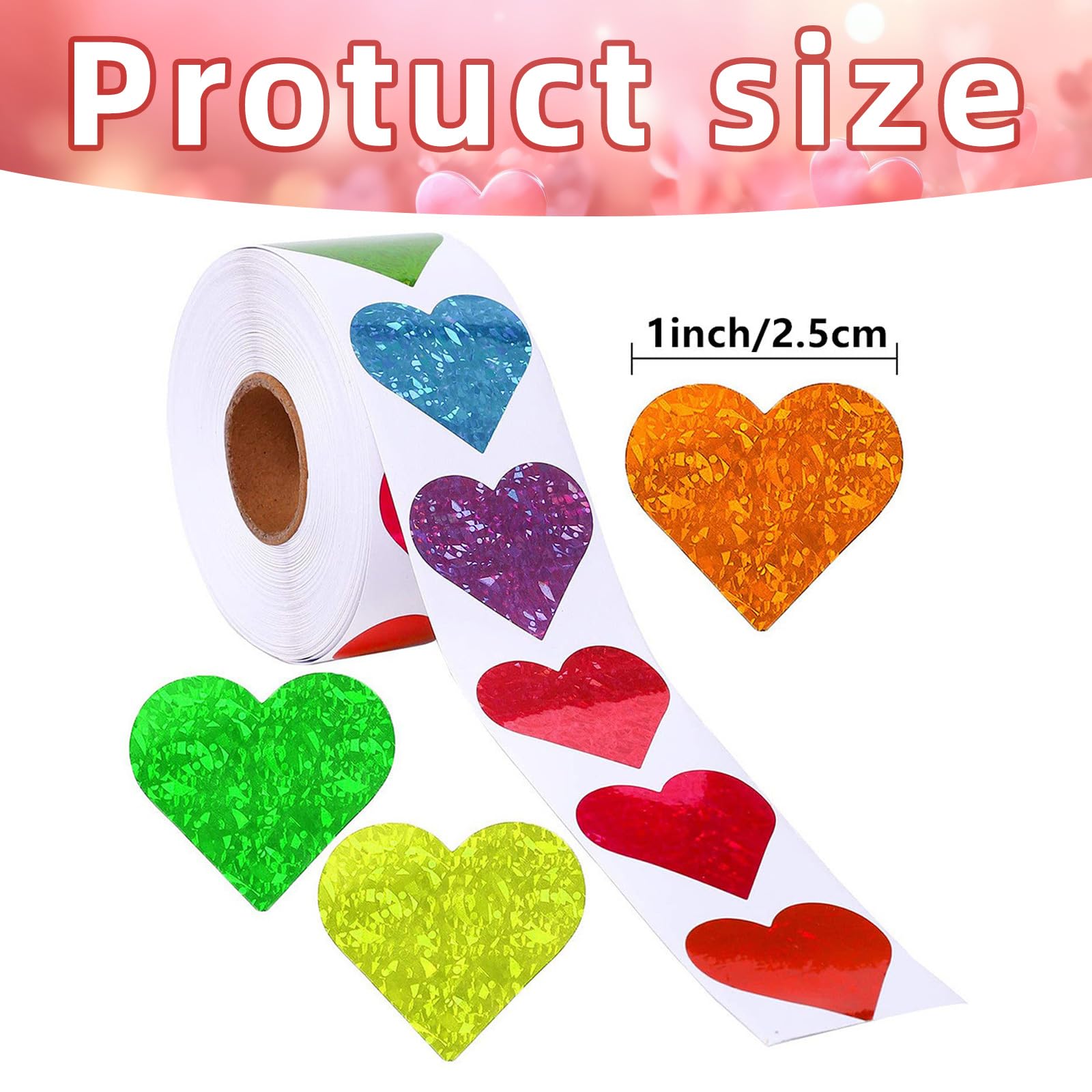 Ycfish Valentine heart stickers in red multicolor patterns for cards