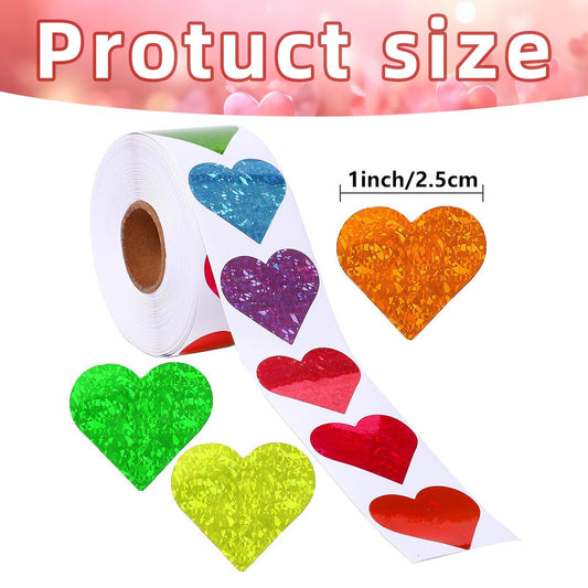 Ycfish Valentine heart stickers in red multicolor patterns for cards