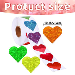 Ycfish Valentine heart stickers in red multicolor patterns for cards