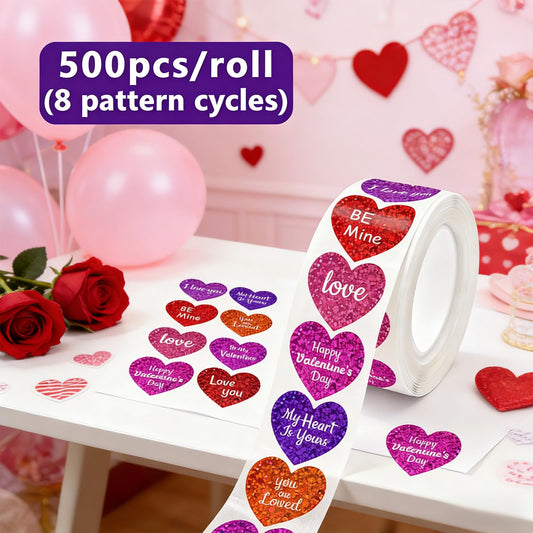Ycfish Valentine heart stickers on roll for romantic cards