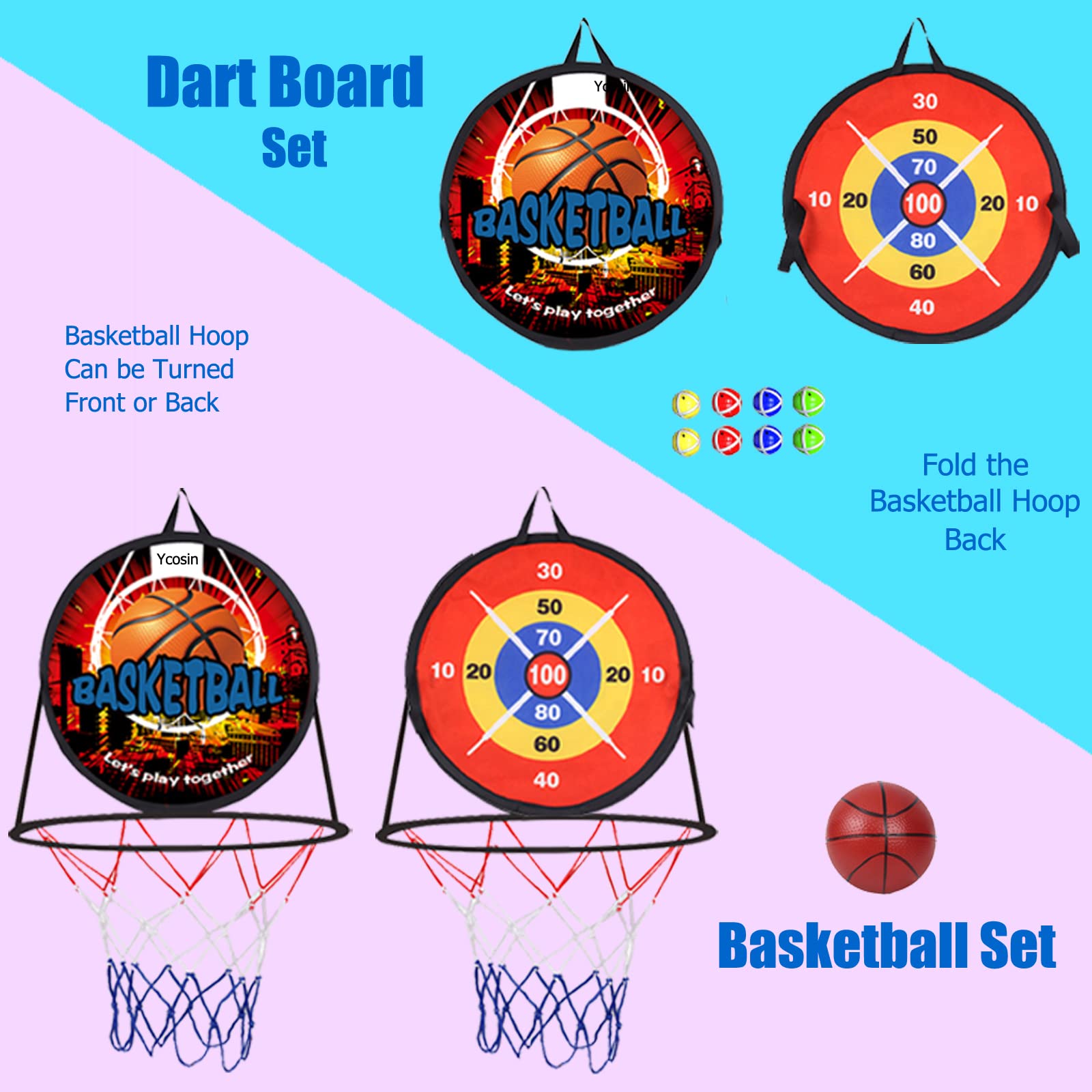 Ycosin dart board with colorful sticky balls for group play