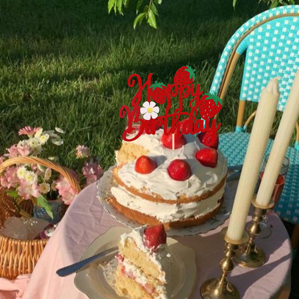 YCTHUNFISH pre-assembled glitter card stock topper stays straight on cakes