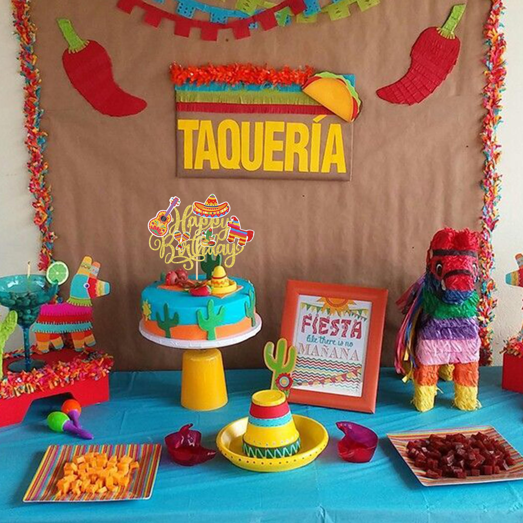 YCTHUNFISH cake-pick fiesta topper in gold shines on treats