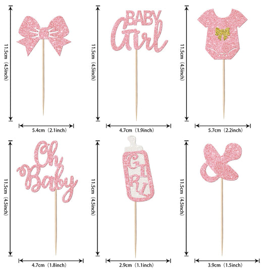 YCTHUNFISH Pink baby shower toppers decorate cupcakes, cookies, and desserts with charming accent.