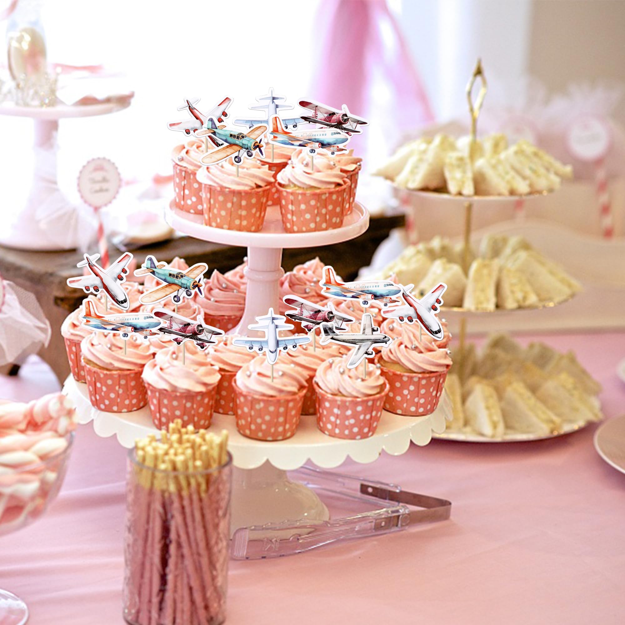 YCTHUNFISH plane themed decor pack for festive dessert tables