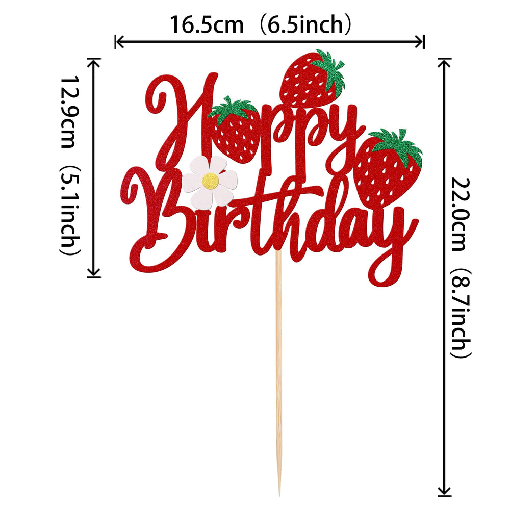 YCTHUNFISH strawberry-themed cake decor topper adds festive flair to fruit party treats