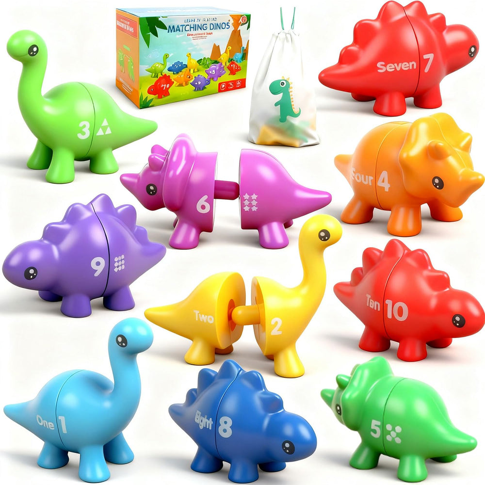 Yeahbof number dinosaur game set with colorful dinos for early counting play.