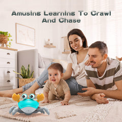Yeaye Crawling Crab Toy uses bright colors to capture infant attention during tummy time.