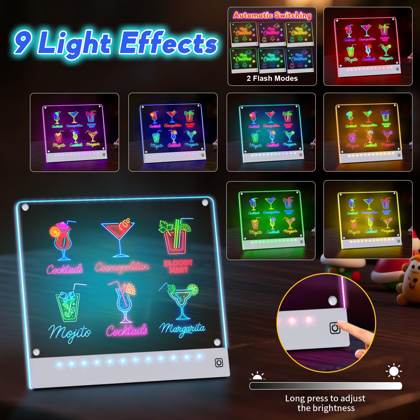 Yecuip Lumi Board 7-color RGB glow adds vibrant art and ambience.