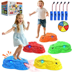 YEE BY ONE stepping stones with mist for immersive dinosaur play.