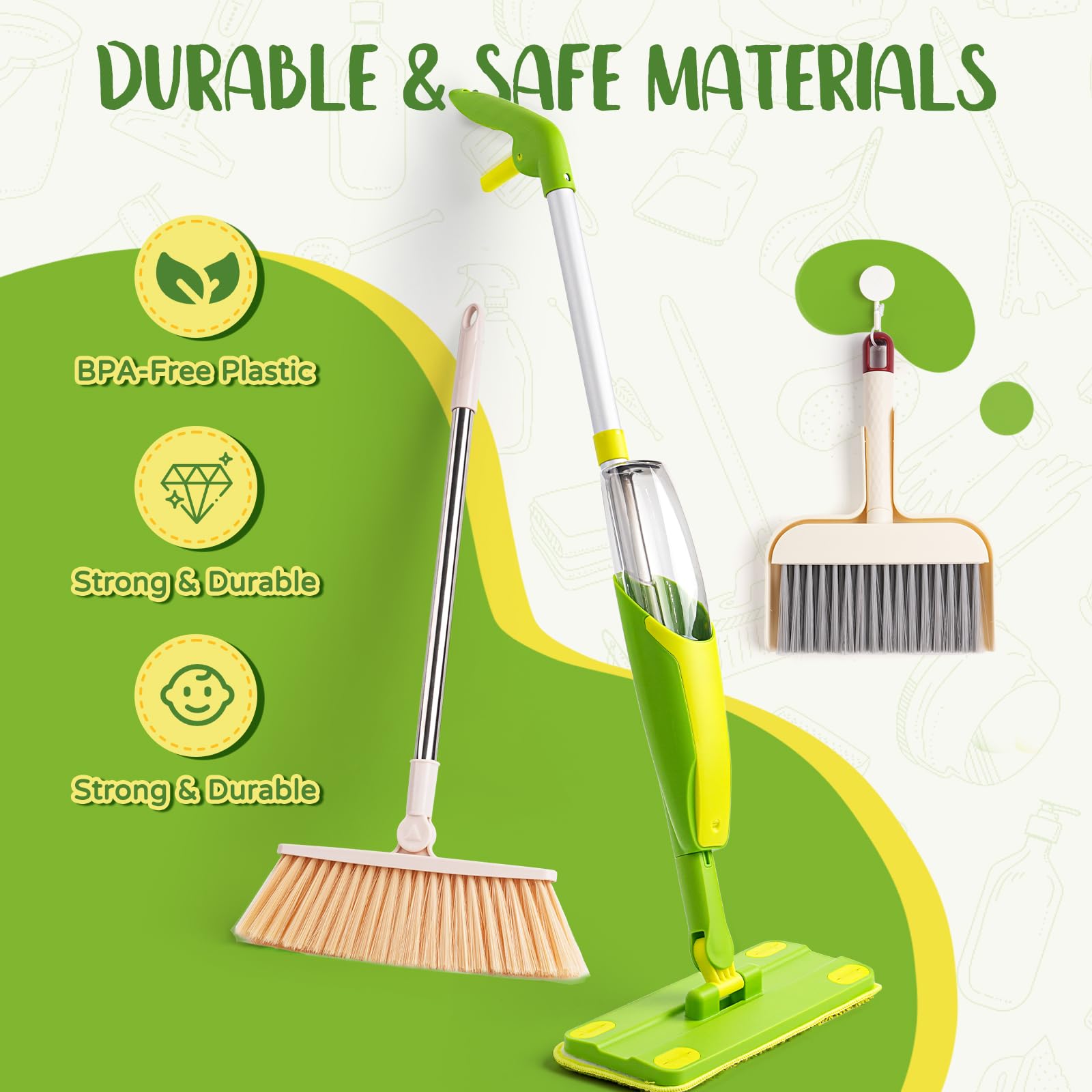 Yeeammk colorful cleaning tools set enhances sensory play.