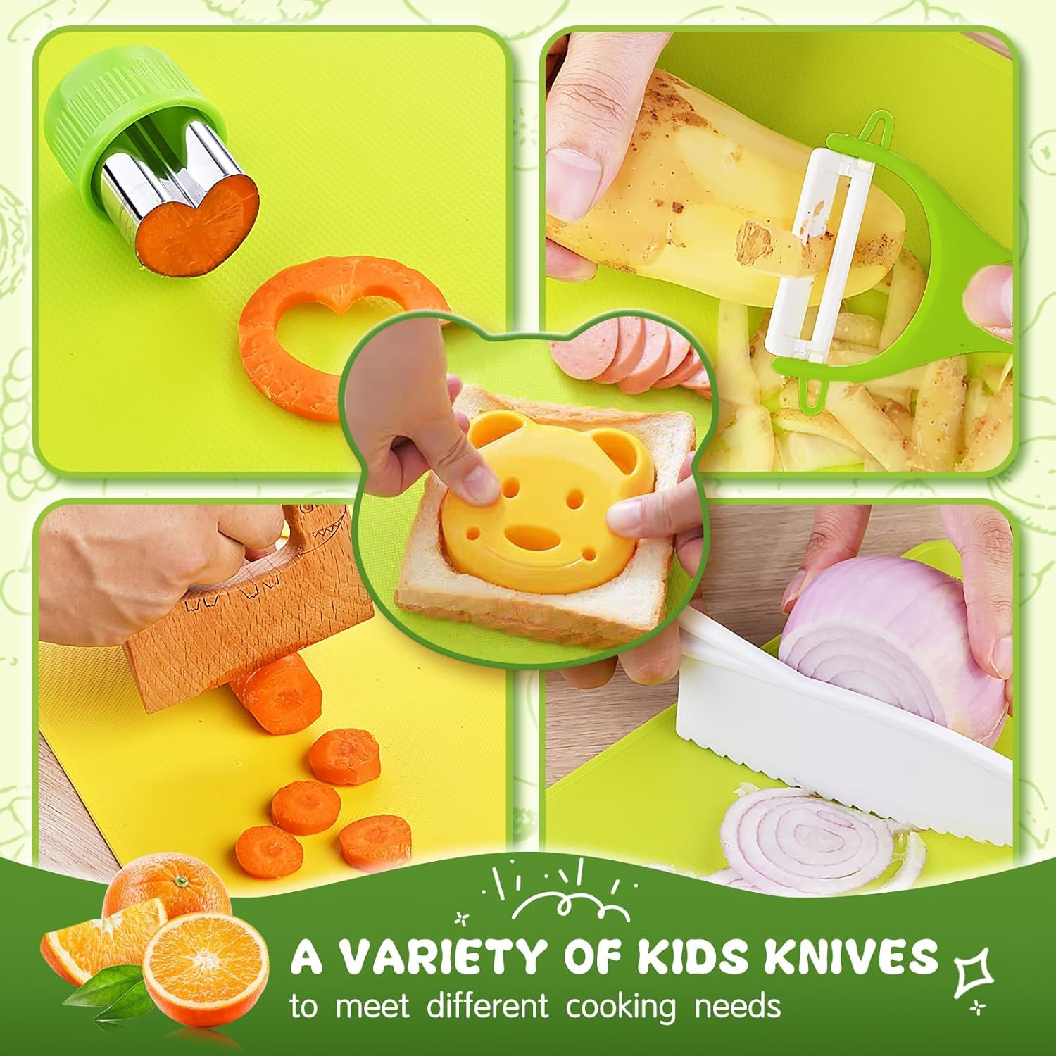 Yeeammk crinkle cutter toddler-safe edge for gentle slicing and learning