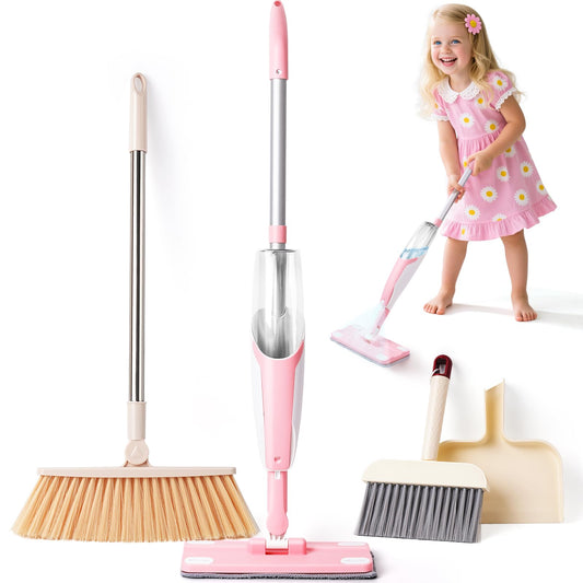 Yeeammk pink mini spray mop for toddlers boosting pretend play and motor skills