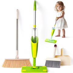 Yeeammk kids cleaning toy set spray mop for imaginative play and coordination.