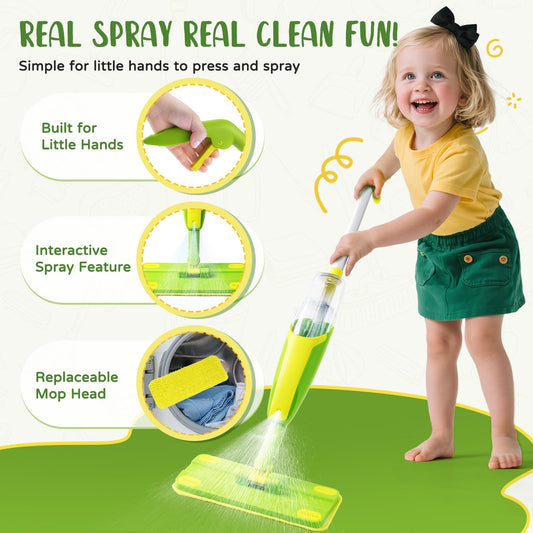 Yeeammk toddler broom in bright colors supports early cleaning skills.