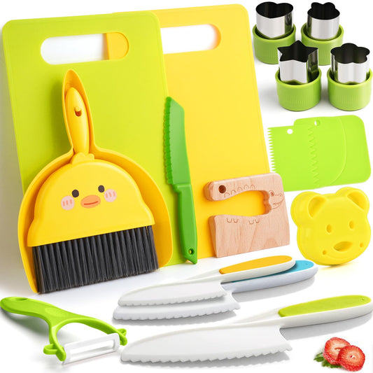 Yeeammk kids kitchen tools set in an open case for easy organization.