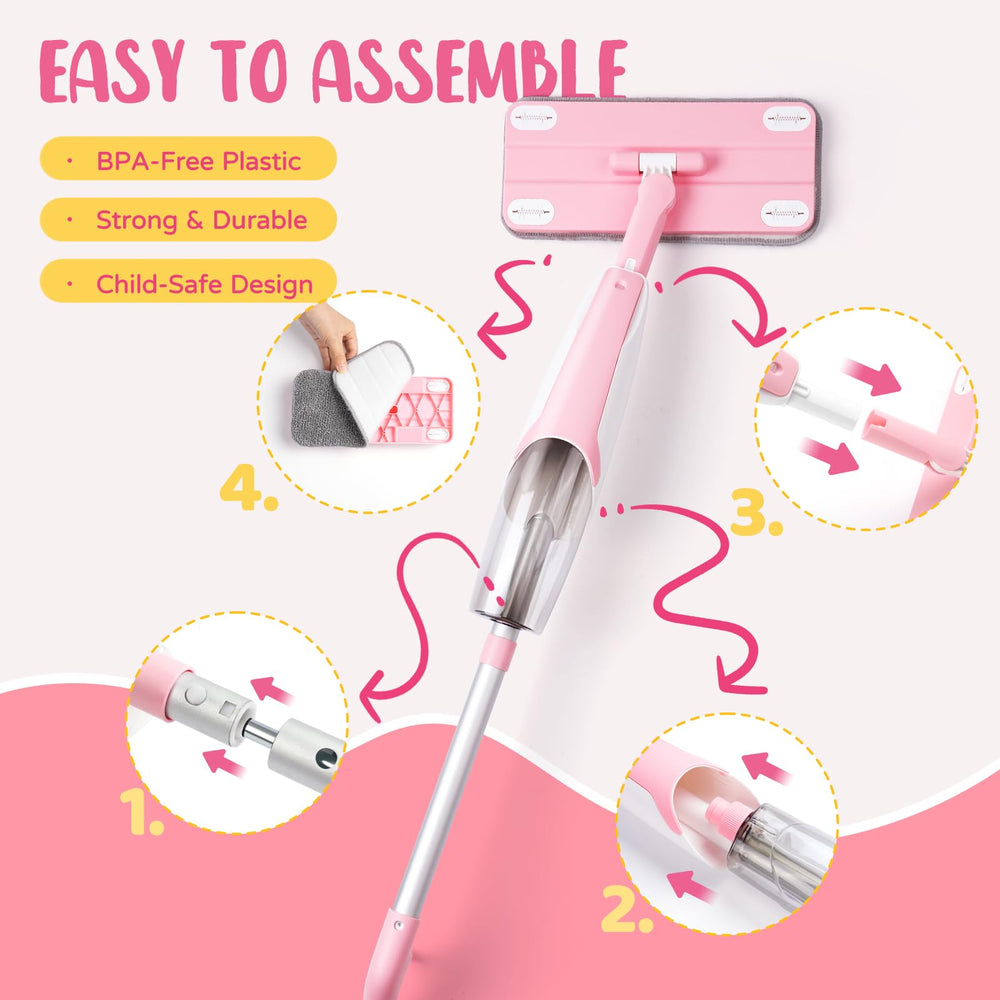 Yeeammk toy mop with realistic spray action for imagination