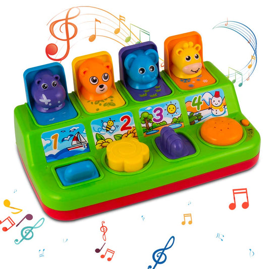 YEEBAY interactive pop-up animals toy in box, ideal first gift for toddlers