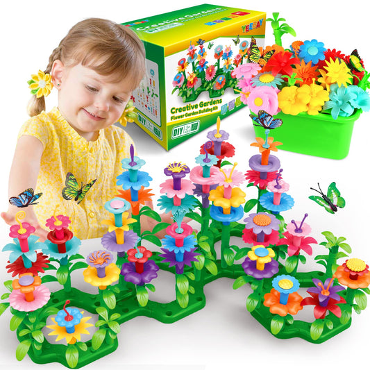 YEEBAY Flower Garden Building Set with 148 pieces for creative bouquets and fine motor skill development.