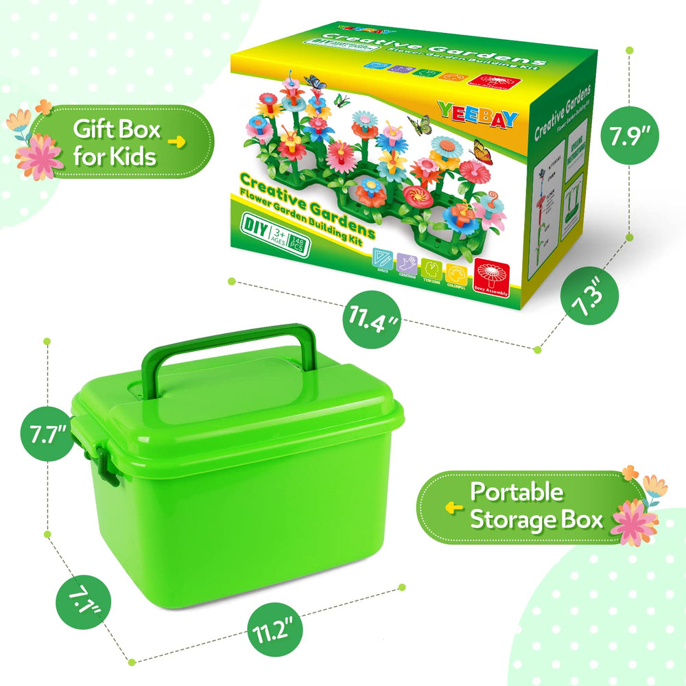Compact green storage box keeps components organized after playtime.