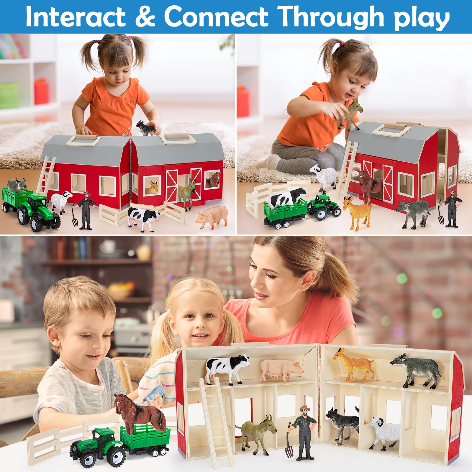 YEEBAY portable red barn with handle enables easy storage and carry.