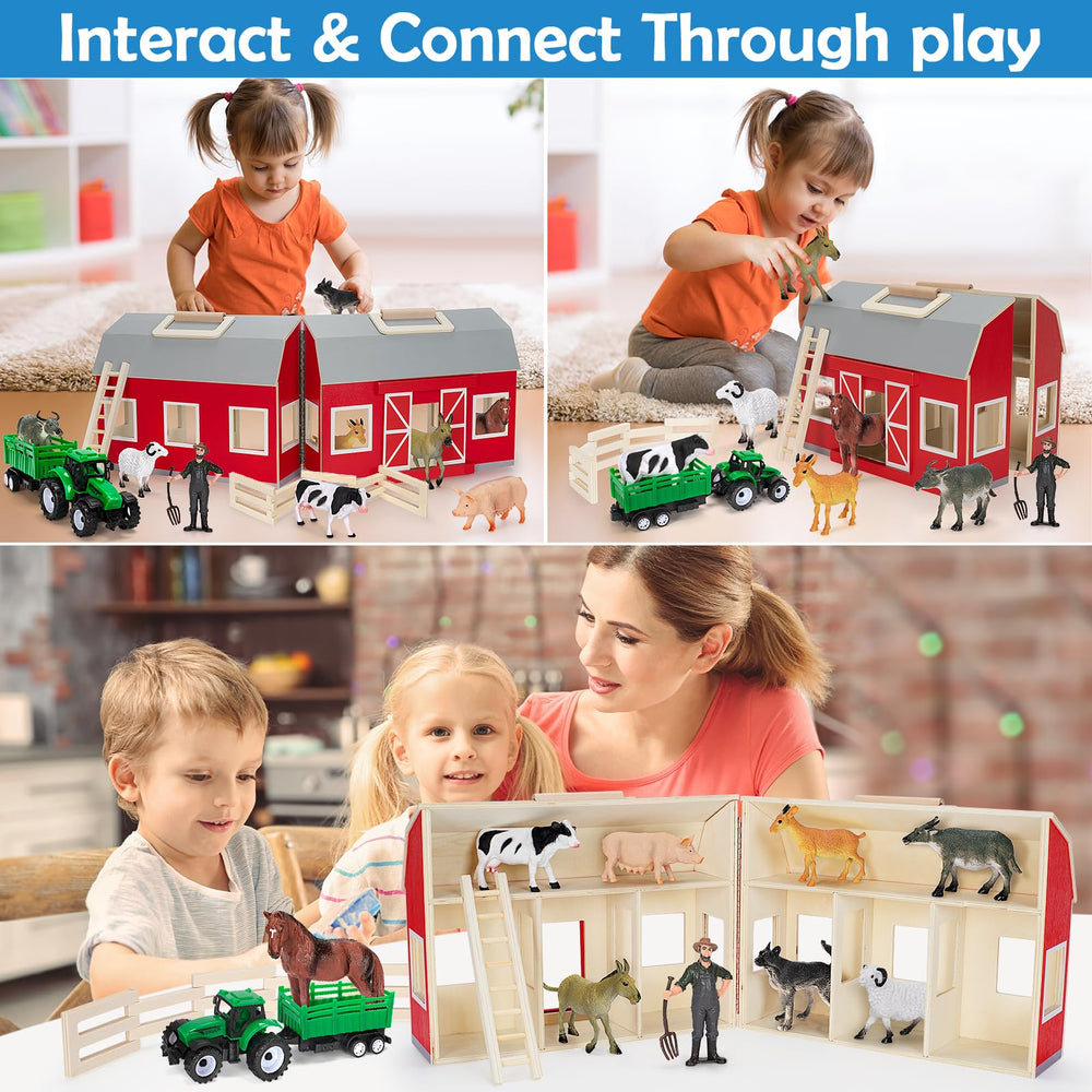 YEEBAY portable red barn with handle enables easy storage and carry.