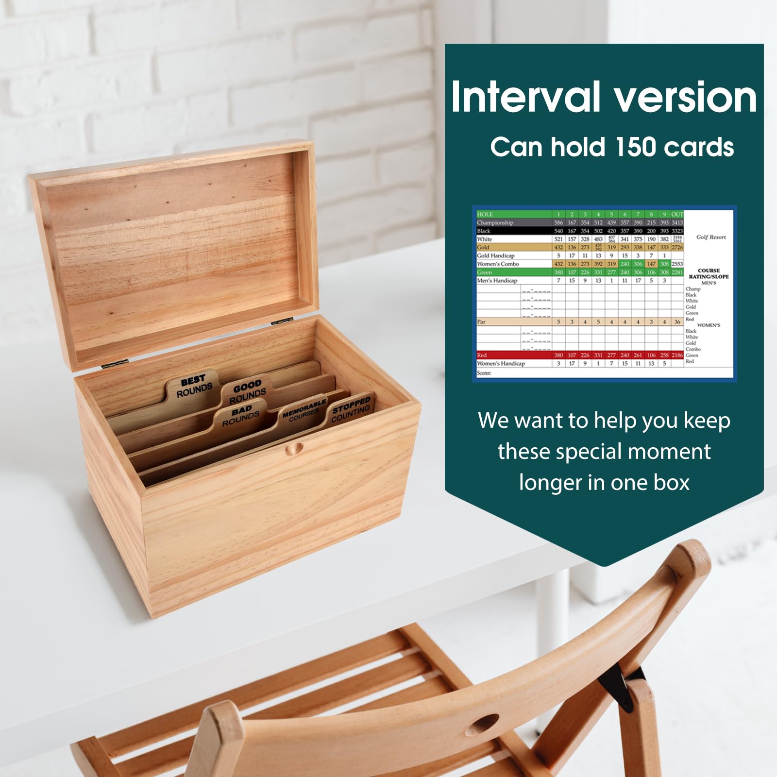 YeeBeny wooden scorecard box displayed on a shelf