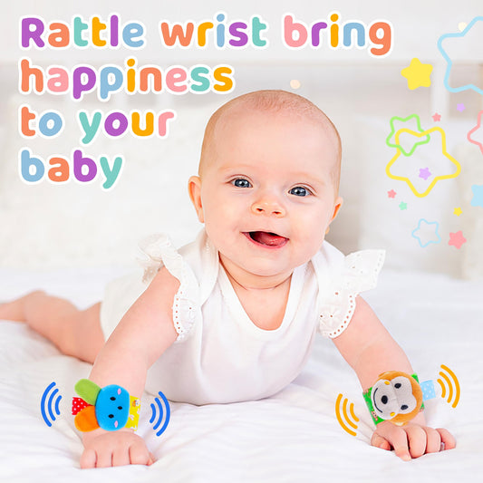 Yeeeasy baby rattle socks with colorful designs promoting visual engagement