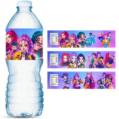 YEEFIGRO Demon Hunters bottle labels for kids parties, easy peel-and-stick decor.